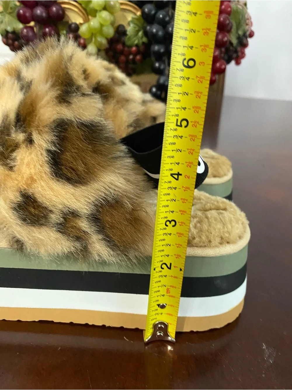 Steve Madden Leopard Faux-Fur Camo Platform Slide Sandals
